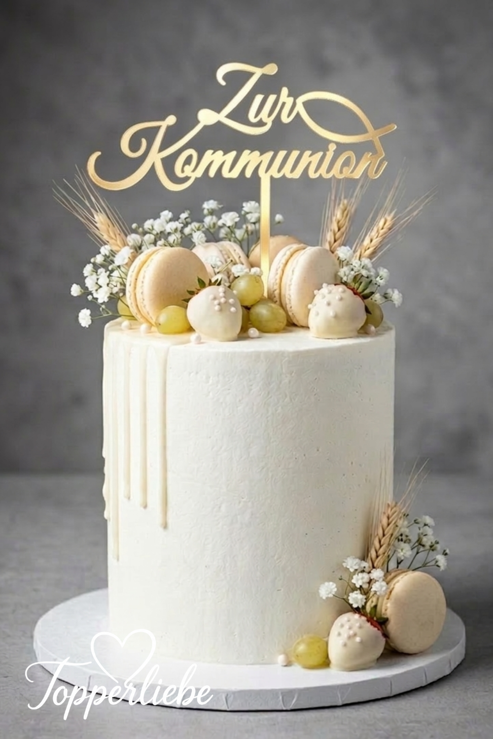 Cake Topper Zur Kommunion mit christlichem Fischsymbol als elegante Tortendekoration zur Erstkommunion