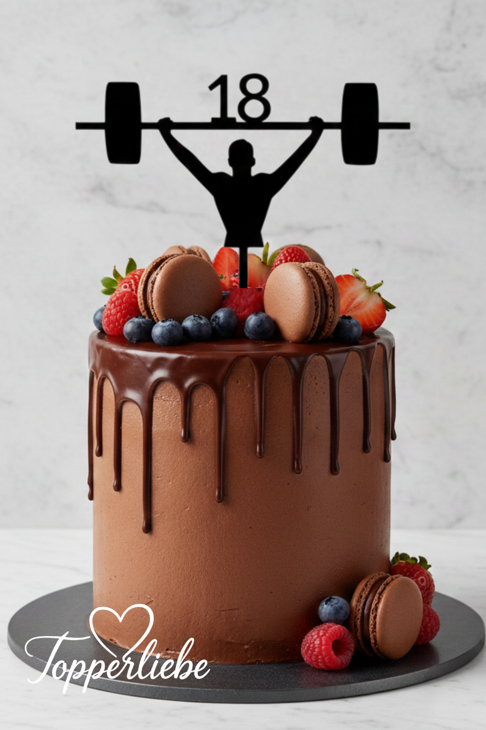 Fitness Cake Topper Gewichtheber Silhouette personalisiert als Tortendeko