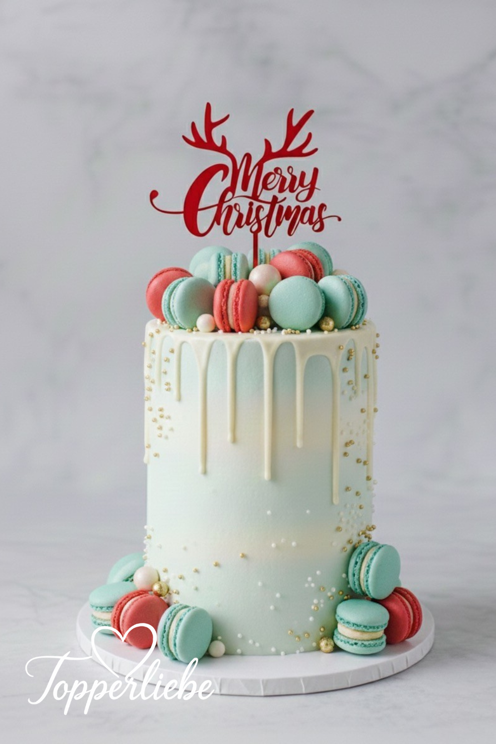 Merry Christmas Cake Topper Motiv 1 in Rot auf Weihnachtstorte – Topperliebe