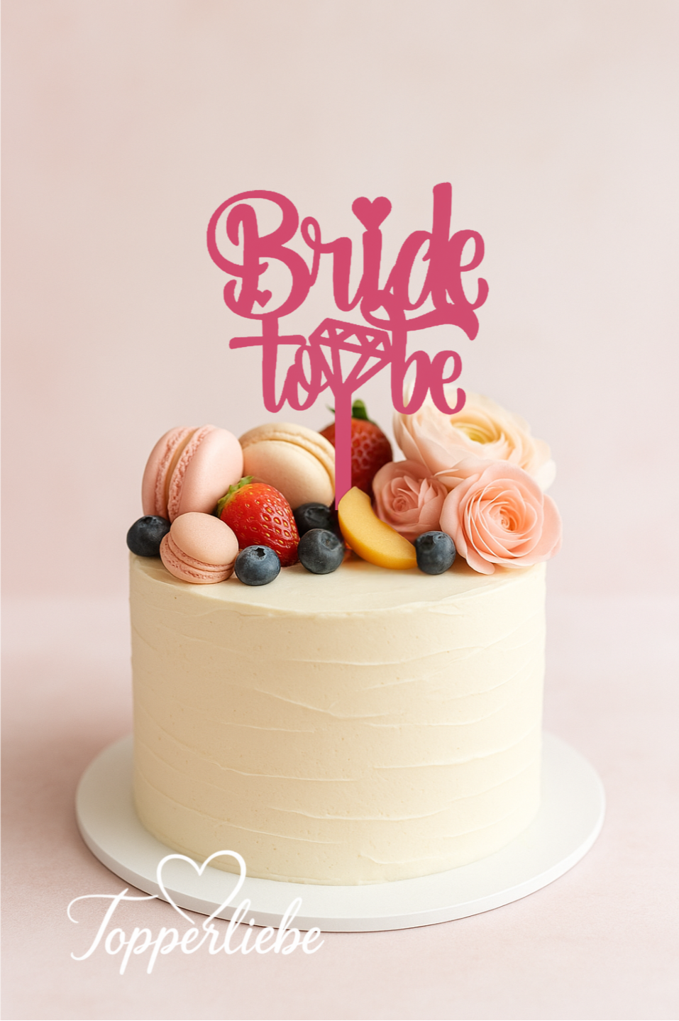 Topper Bride to Be mit Diamant – moderne Tortendeko für Junggesellinnenabschied oder Verlobung.