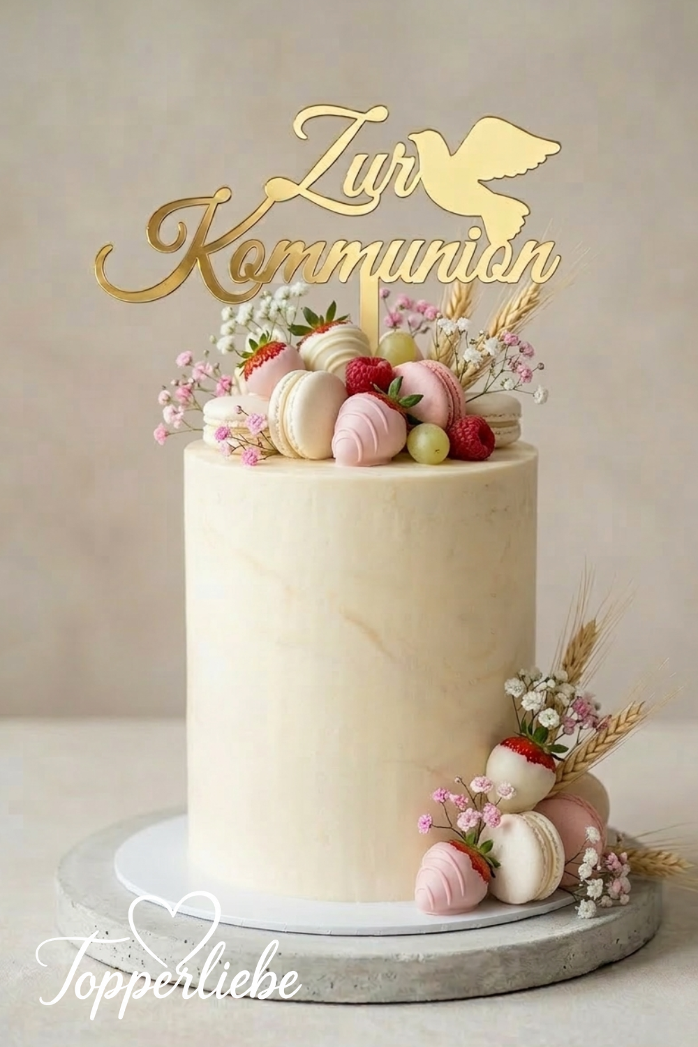 Tortentopper "Zur Kommunion" mit Taube –Tortenstecker Erstkommunion