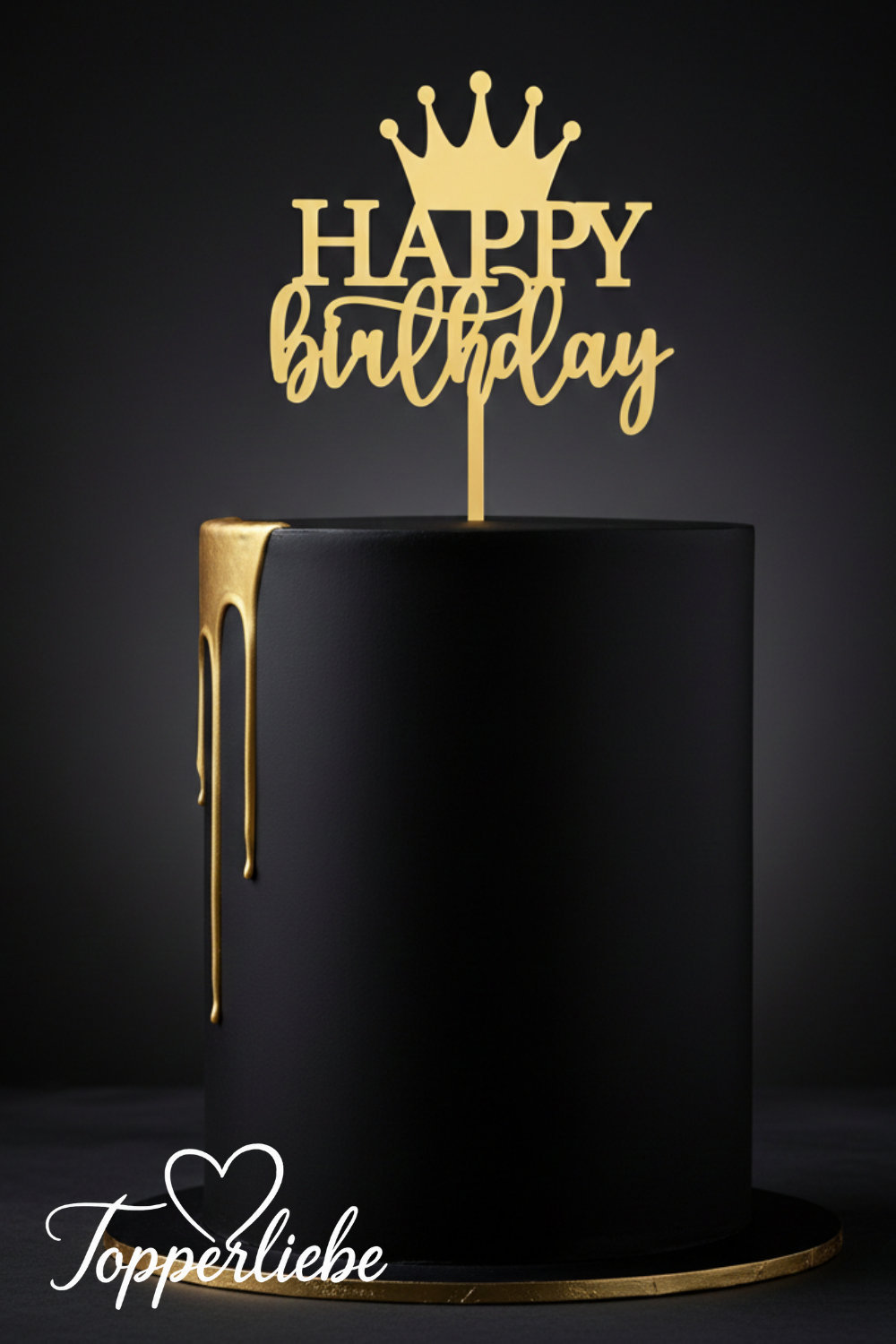 Happy Birthday Cake Topper mit Krone – optional mit Zahl | Tortendeko Geburtstag