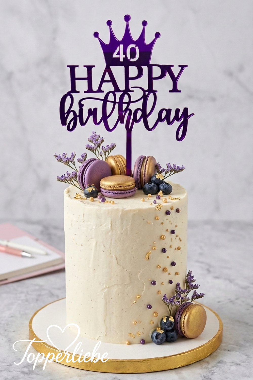 Happy Birthday Cake Topper mit Krone – optional mit Zahl | Tortendeko Geburtstag