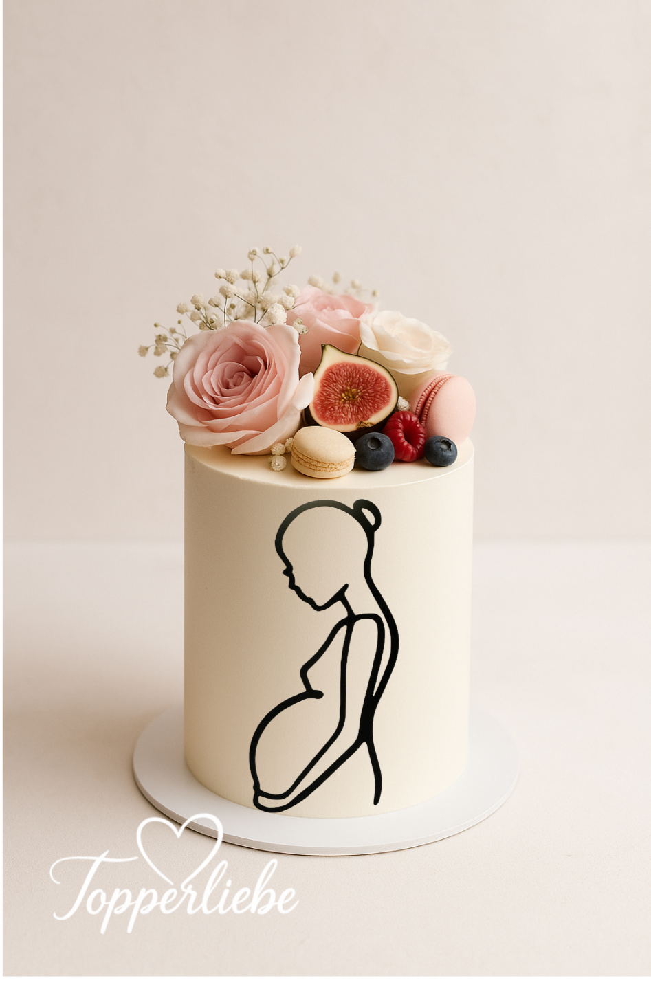 Dekor Line Art Silhouette Schwangere Frau – liebevolle Tortendeko für Babyparty, Baby Shower oder werdende Mamas