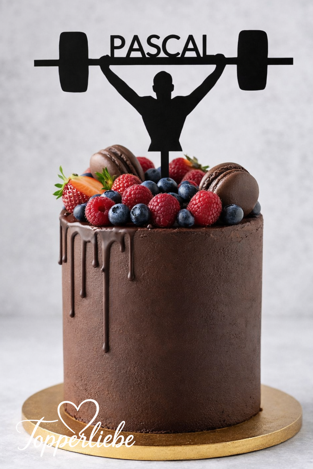 Personalisierter Cake Topper Gewichtheber mit  Name auf Geburtstagstorte