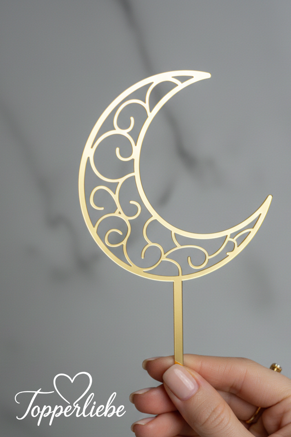 Eleganter Cake Topper in Halbmond-Form als Tortendekoration für Eid Mubarak und Ramadan