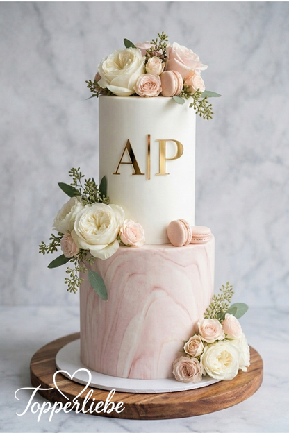 Personalisierter Cake Topper Initialen | Monogram Tortenstecker Hochzeit