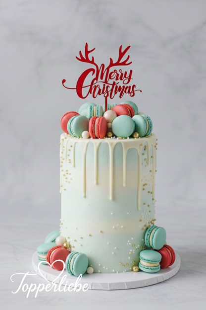 Merry Christmas Cake Topper Motiv 1 in Rot auf Weihnachtstorte – Topperliebe