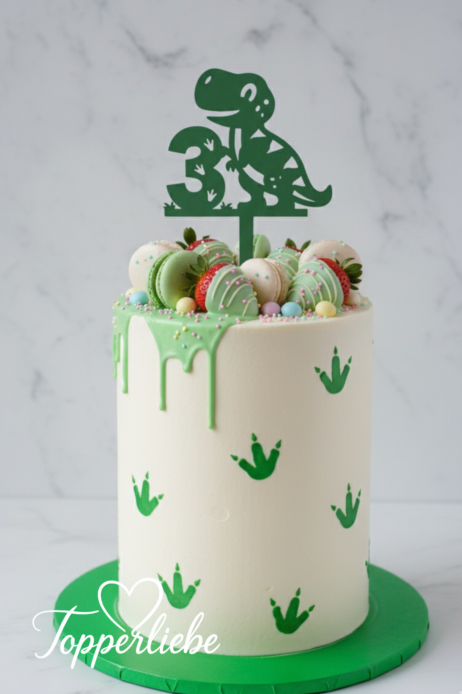 Personaliserter Dinosaurier Topper mit Zahl 1 bis 9 auf Kindergeburtstagstorte – Tortendeko von Topperliebe