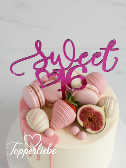 Sweet Cake Topper mit Zahl auf Geburtstagstorte, personalisierte Tortendekoration für Geburtstag