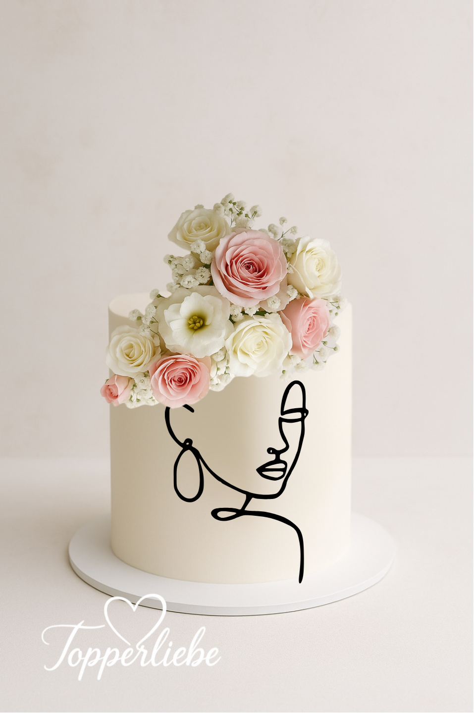 Dekor Line Art Silhouette Frauenprofil – stilvolle Seitendeko für Hochzeit, Geburtstag oder elegante Feiern.