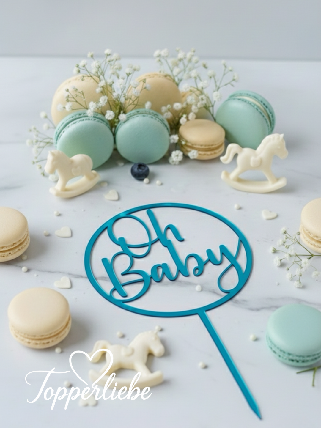 Oh Baby Cake Topper als moderne Tortendeko für Baby Shower, Babyparty und Geburt