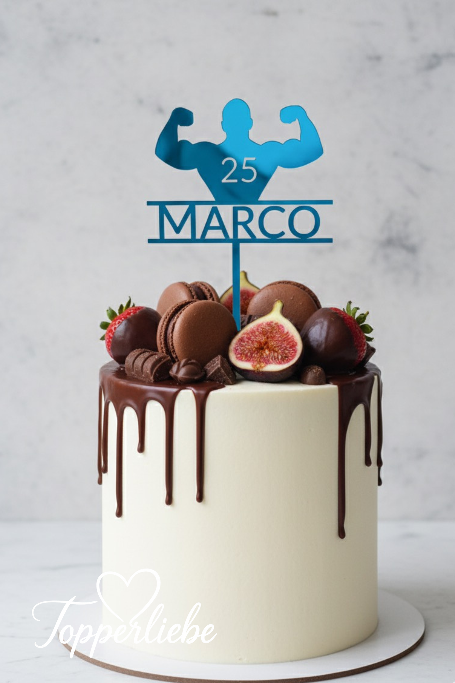 Bodybuilder-Torten Topper mit Name und Zahl – personalisierte, sportliche Tortendekoration von Topperliebe