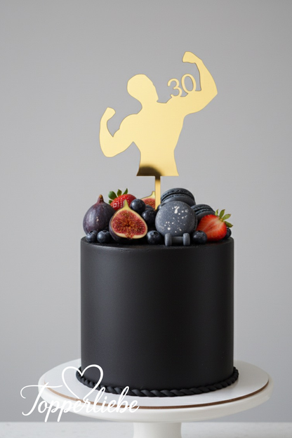 Bodybuilder-Torten Topper mit Zahl – personalisierte, sportliche Tortendekoration von Topperliebe