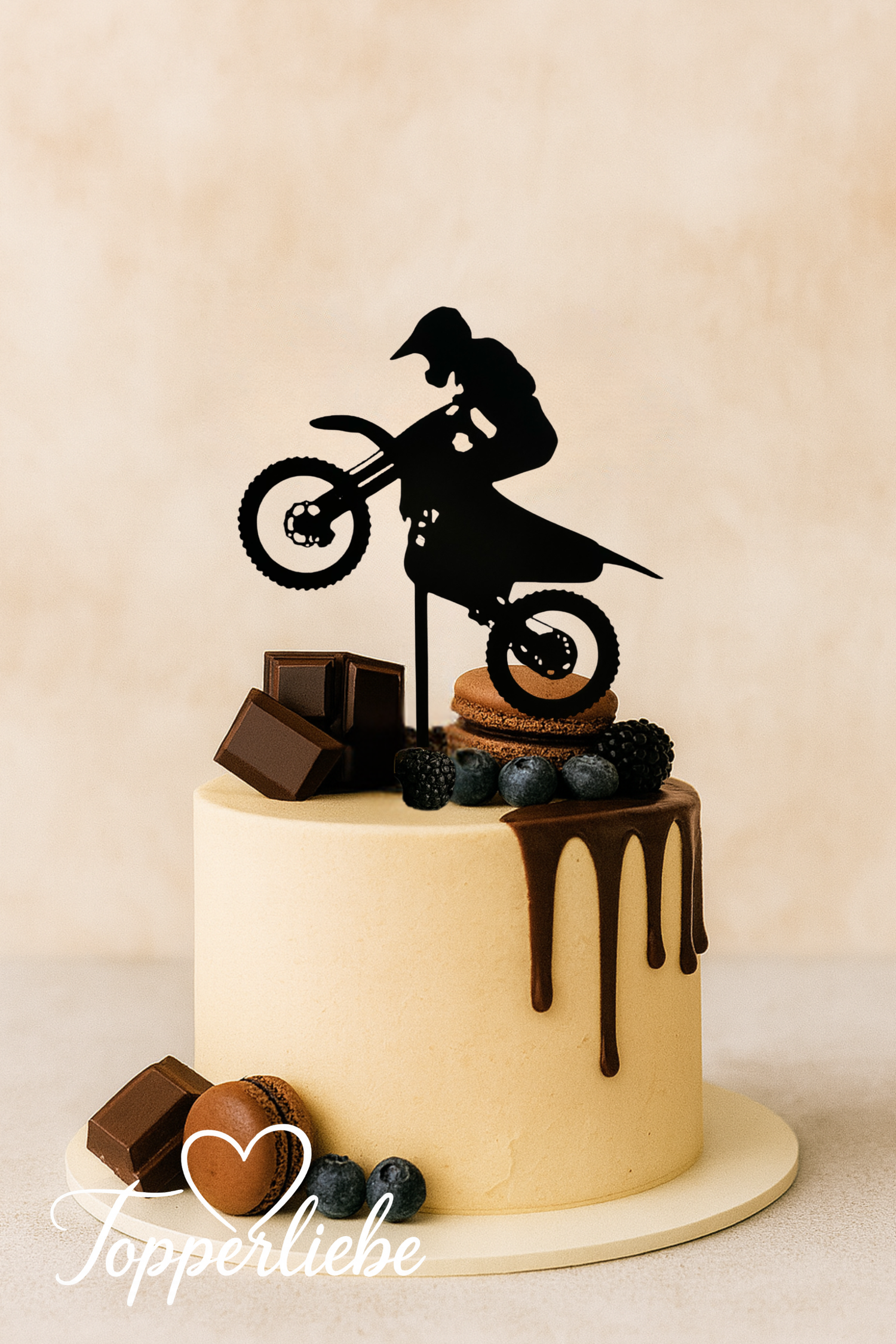 Torten Topper mit Motocross Fahrer – moderne Tortendeko für Motorradfans