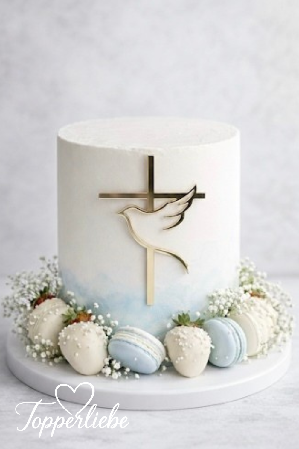 Christlicher Tortendekor Kreuz mit Taube für Taufe oder Kommunion, Motiv 3, Dekoration auf Torte