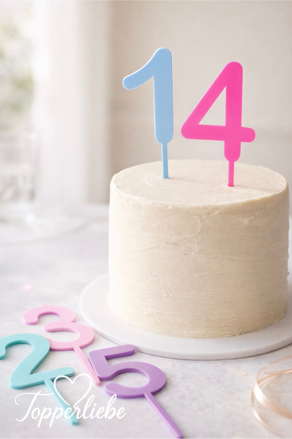 Zahlen Cake Topper mit frei wählbarer Wunschzahl als moderne Deko für Geburtstagstorte und Kindergeburtstag
